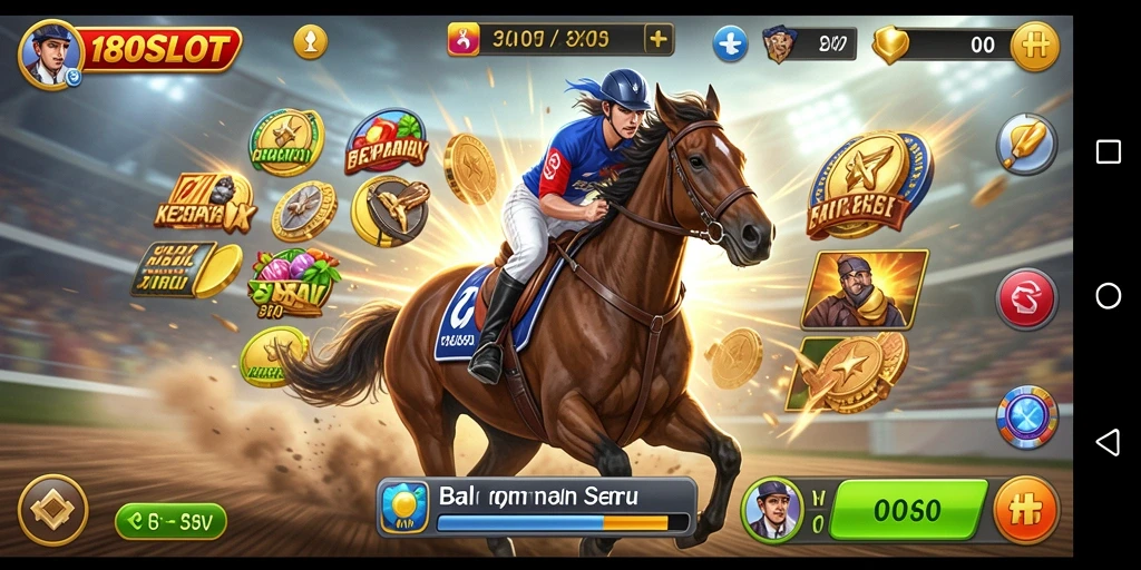 Tangkapan layar dari gameplay balap motor yang mendebarkan di 180SLOT.