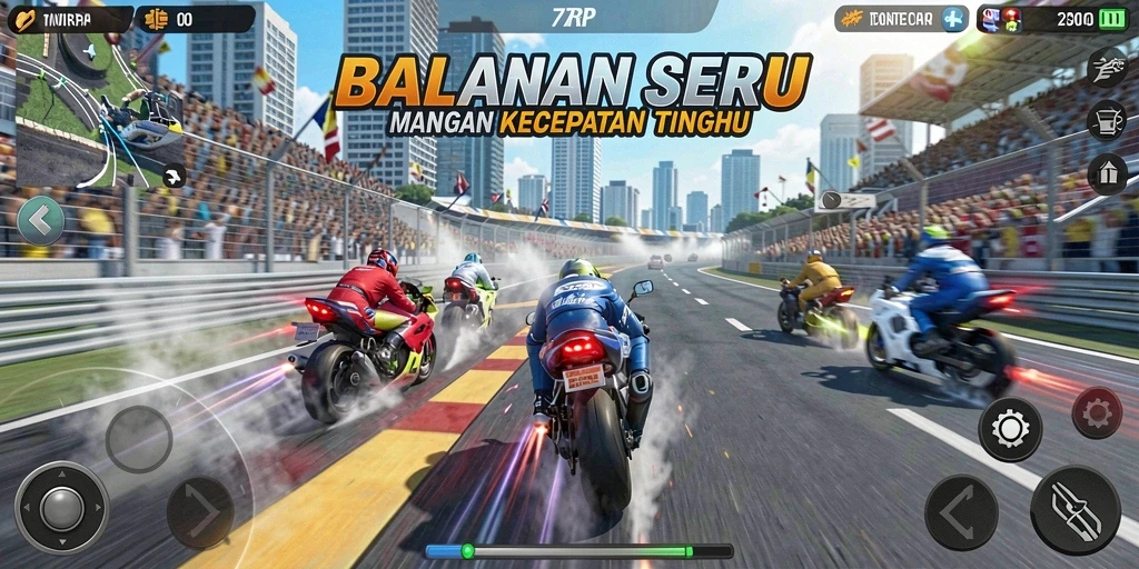 Gameplay Racing mendebarkan dari 77RP dengan berbagai trek dan mobil.