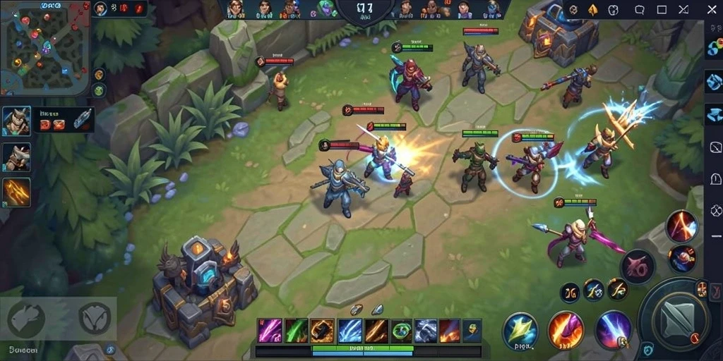 Tampilan aksi intens dalam game MOBA A200M yang mendebarkan.