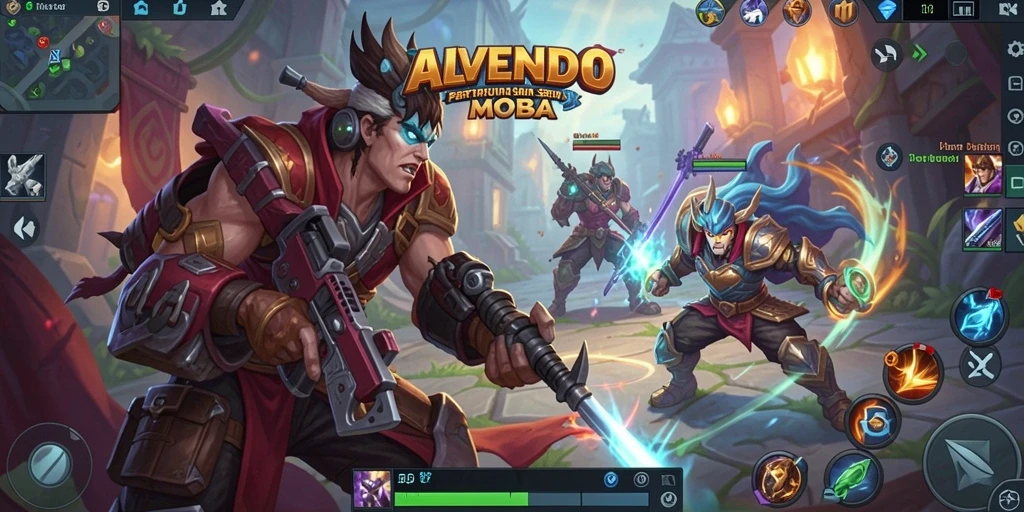 Tangkapan layar dari gameplay MOBA di ALVENDO yang penuh aksi.
