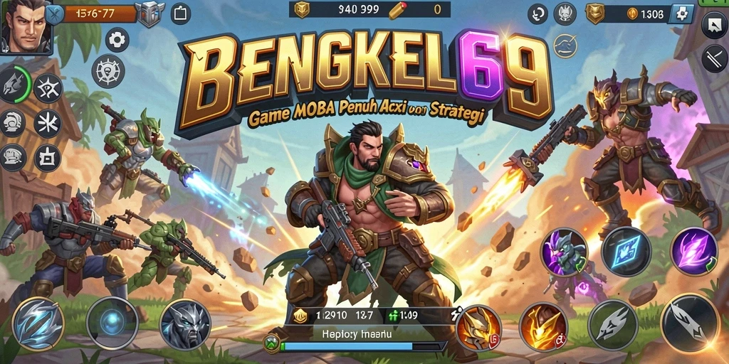 Screenshot BENGKEL69 menampilkan aksi intens di arena MOBA.