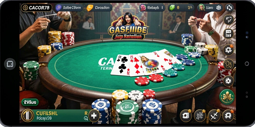 Tampilan gameplay Poker yang seru dan menegangkan di CACOR78.