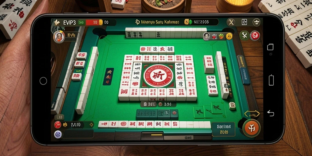 Tampilan gameplay EVIP3 yang seru dan menantang dalam bermain Mahjong.