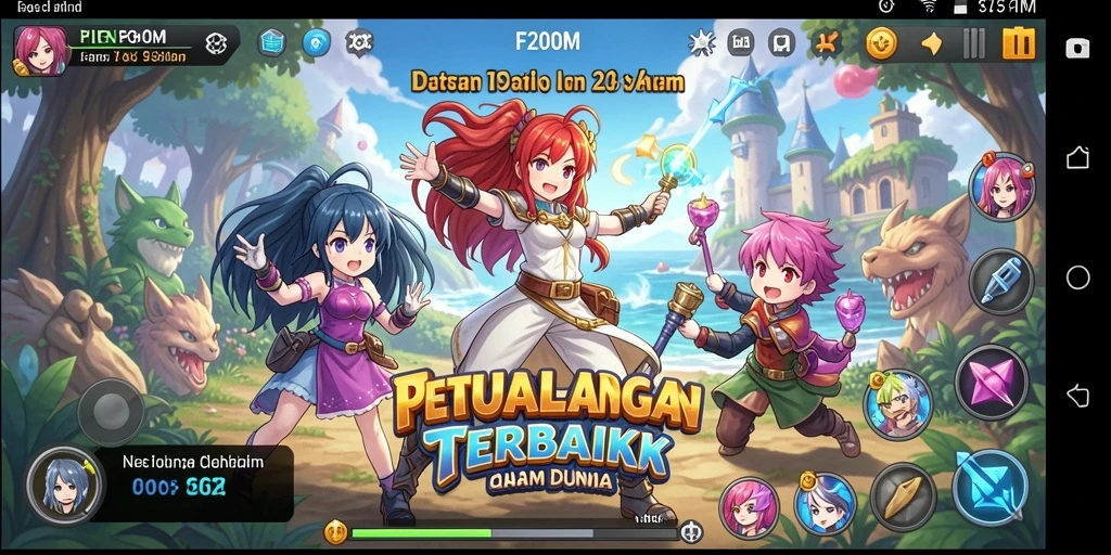 Screenshot gameplay F200M menampilkan aksi seru dan karakter menawan.