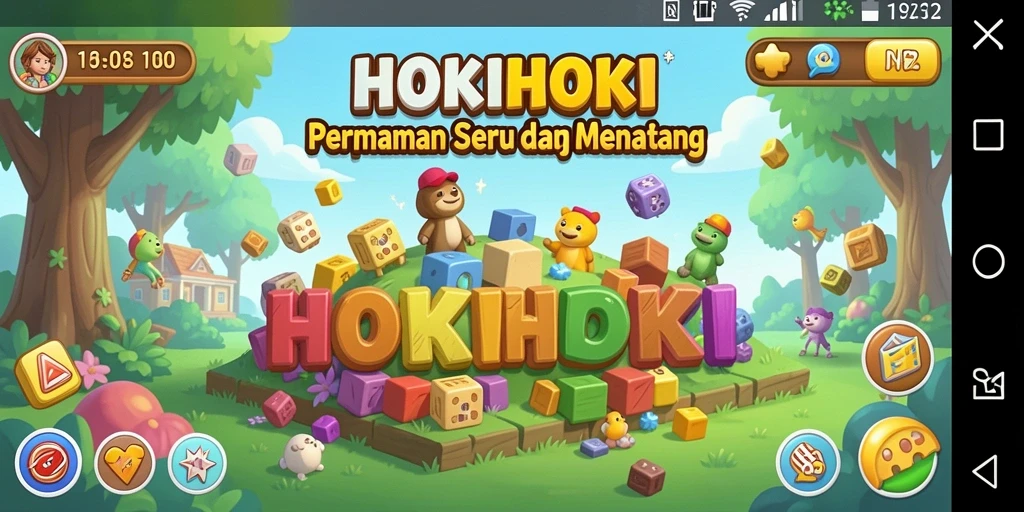 Tangkapan layar HOKIHOKI menampilkan gameplay puzzle yang menarik dan penuh warna.