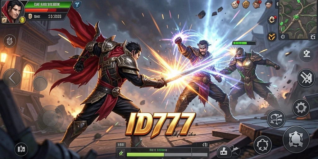 Gameplay pertarungan yang dinamis dan intens di ID777.