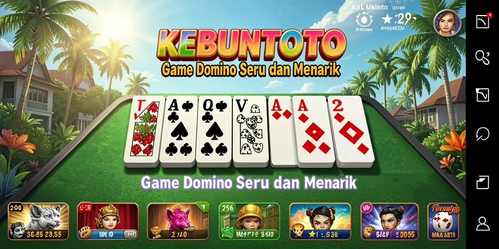 Gameplay seru Domino di KEBUNTOTO dengan interface menarik.