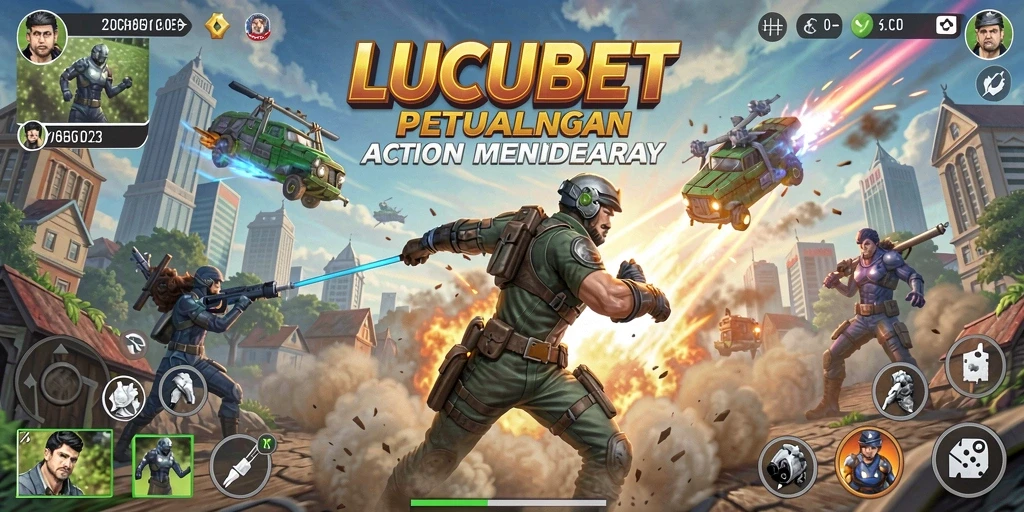 Tampilan gameplay menegangkan dalam LUCUBET dengan aksi spektakuler.