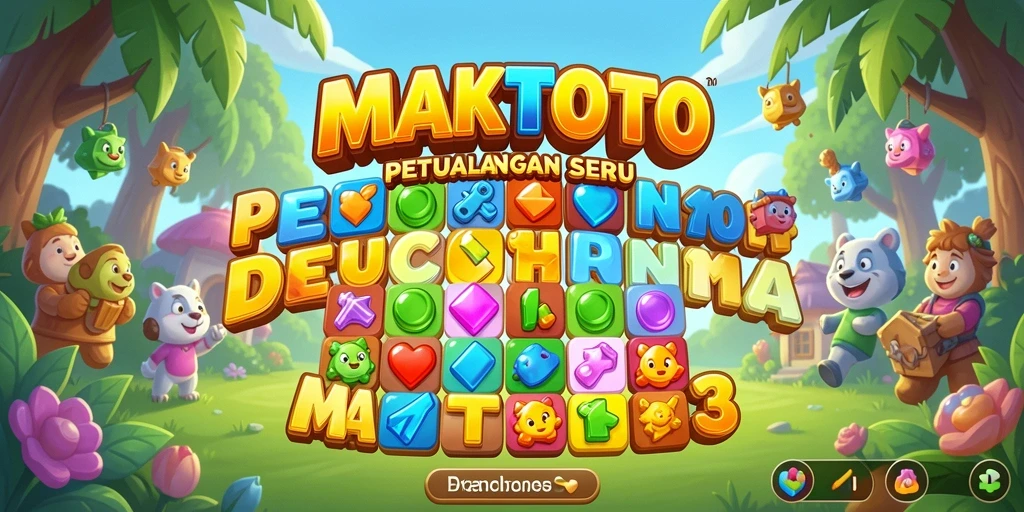 Tampilan penuh warna dari gameplay Match-3 MAKTOTO.