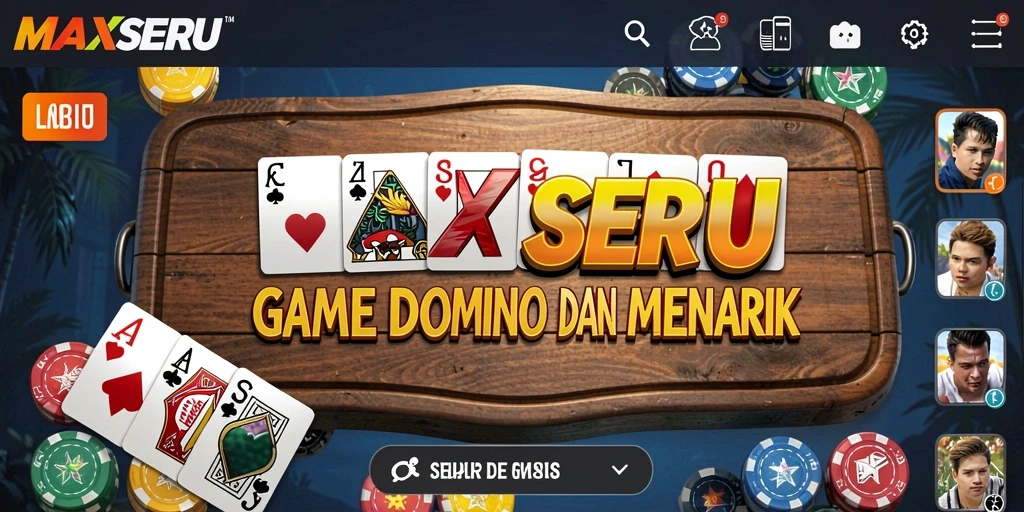 Tampilan gameplay MAXSERU menunjukkan aksi seru permainan Domino.