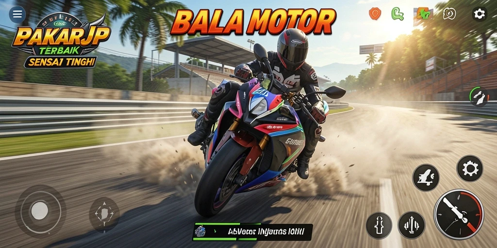 Tampilkan gameplay balap motor yang menegangkan dalam PAKARJP.