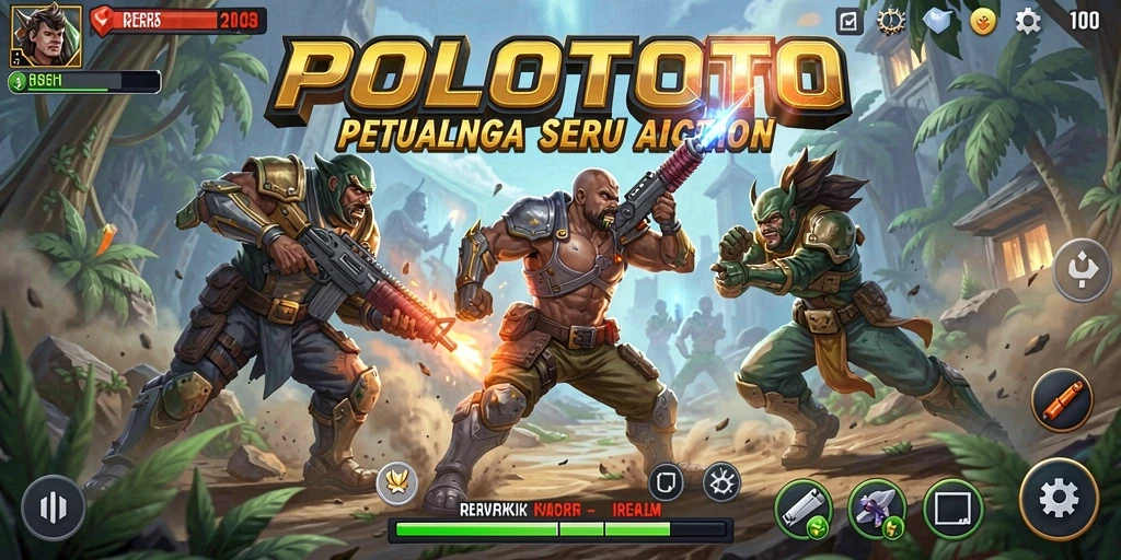 Gameplay seru di POLOTOTO menampilkan aksi pertarungan yang mendebarkan.