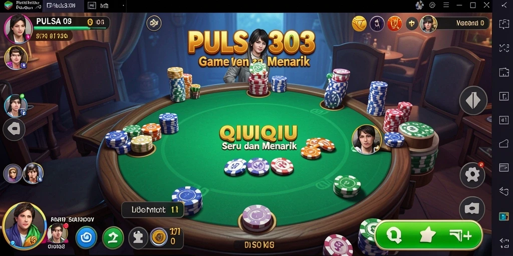 Screenshot PULSA303 menampilkan aksi seru dalam permainan QiuQiu.