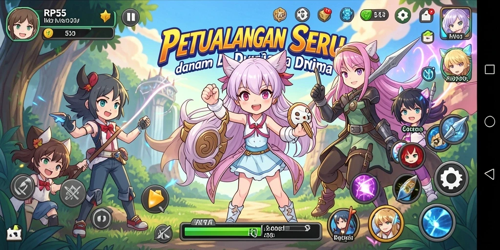 Tampilan menarik dari gameplay RP55 dalam dunia Anime yang menawan.