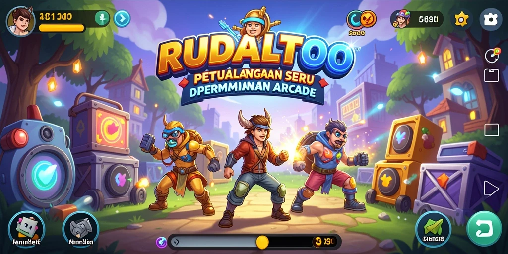 Tampilan gameplay RUDALTOTO yang penuh warna dan seru.