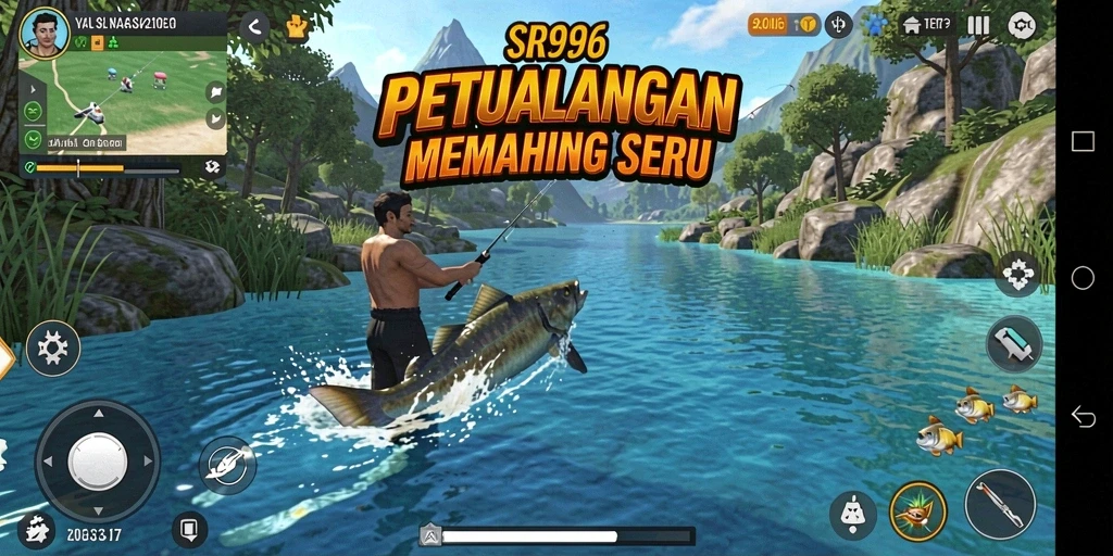 Gameplay seru SR996 dengan berbagai jenis ikan dan lokasi memancing.