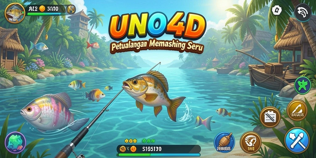 Screenshot yang menampilkan gameplay seru memancing ikan.